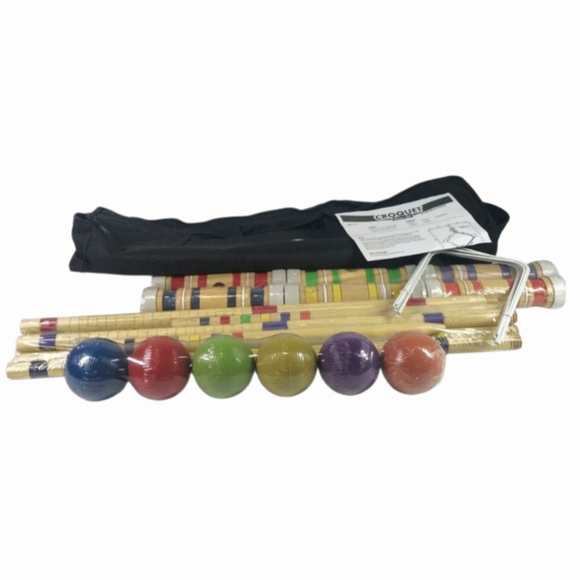 New *Croquet Game Outdoor Set (6 Mallots/6 Balls/9 Wickets) w/ Bag - Family Fun! - Picture 1 of 7